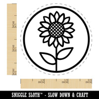 Sunflower in Circle Self-Inking Rubber Stamp for Stamping Crafting Planners