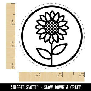 Sunflower in Circle Self-Inking Rubber Stamp for Stamping Crafting Planners