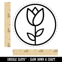 Tulip Flower in Circle Self-Inking Rubber Stamp for Stamping Crafting Planners