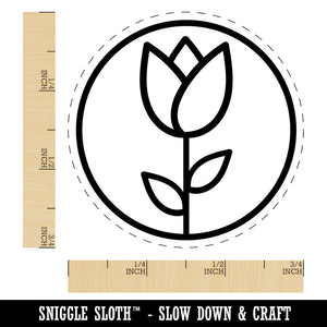 Tulip Flower in Circle Self-Inking Rubber Stamp for Stamping Crafting Planners