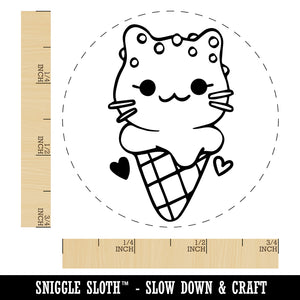 Yummy Ice Cream Cone Cat with Sprinkles Self-Inking Rubber Stamp for Stamping Crafting Planners