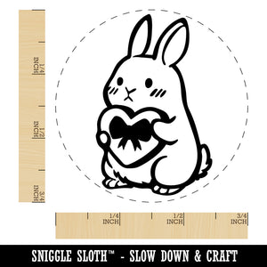 Cute Bunny Rabbit with Valentine's Day Heart Self-Inking Rubber Stamp for Stamping Crafting Planners