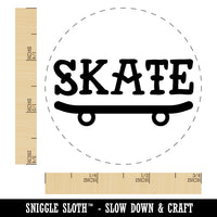 Skate Text on Skateboard Self-Inking Rubber Stamp for Stamping Crafting Planners