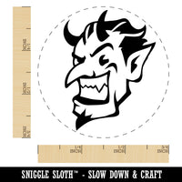 Impish Smiling Devil Demon with Horns Self-Inking Rubber Stamp Ink Stamper for Stamping Crafting Planners