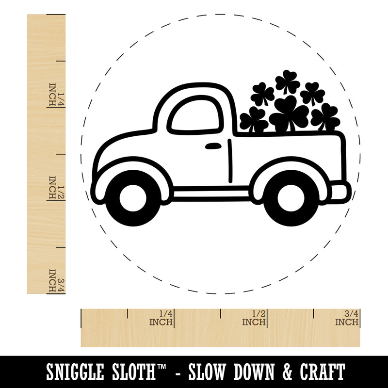 Cute Truck with Shamrocks Luck St. Patrick's Day Self-Inking Rubber Stamp for Stamping Crafting Planners
