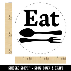 Eat Spoon and Fork Kitchen Self-Inking Rubber Stamp Ink Stamper for Stamping Crafting Planners