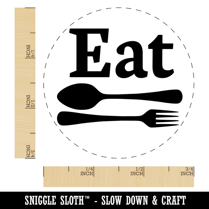 Eat Spoon and Fork Kitchen Self-Inking Rubber Stamp Ink Stamper for Stamping Crafting Planners