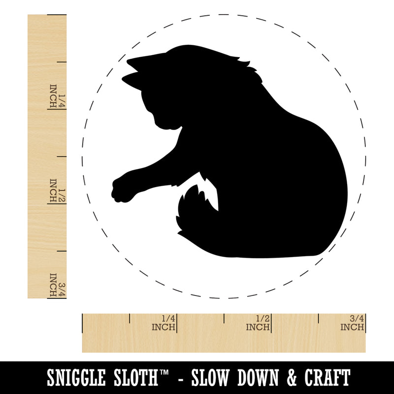 Fluffy Cat Kitten Hitting Something with Paw Claw Self-Inking Rubber Stamp Ink Stamper for Stamping Crafting Planners