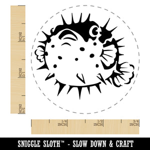 Startled Spiny Puffed Pufferfish Funny Fugu Self-Inking Rubber Stamp Ink Stamper for Stamping Crafting Planners