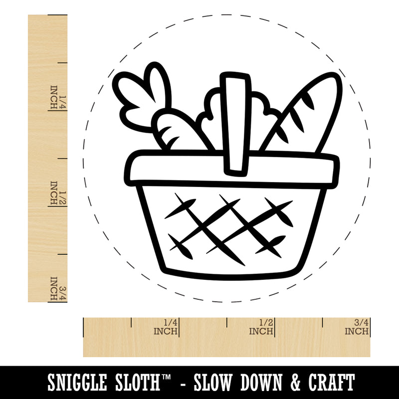 Grocery Basket Bread Carrot Self-Inking Rubber Stamp for Stamping Crafting Planners