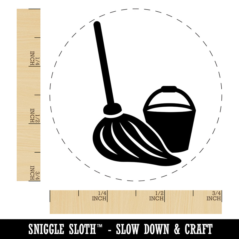 Mop and Bucket Cleaning Self-Inking Rubber Stamp for Stamping Crafting Planners