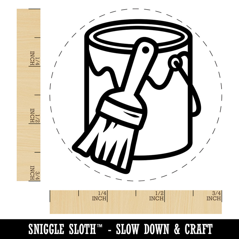 Paint Can with Brush Self-Inking Rubber Stamp for Stamping Crafting Planners