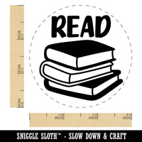 Read Stack of Books Self-Inking Rubber Stamp for Stamping Crafting Planners