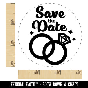 Save the Date Wedding Rings Self-Inking Rubber Stamp for Stamping Crafting Planners