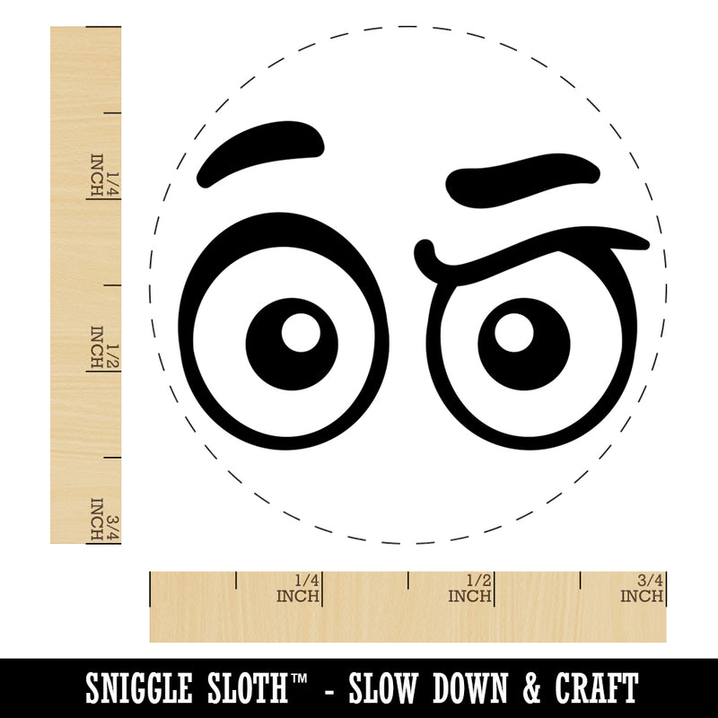 Cartoon Eyes Raised Brow Concerned Confused Judging Self-Inking Rubber Stamp for Stamping Crafting Planners