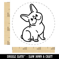 Frenchie Sitting Tilting Head French Bulldog Dog Self-Inking Rubber Stamp for Stamping Crafting Planners
