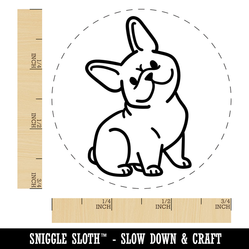 Frenchie Sitting Tilting Head French Bulldog Dog Self-Inking Rubber Stamp for Stamping Crafting Planners