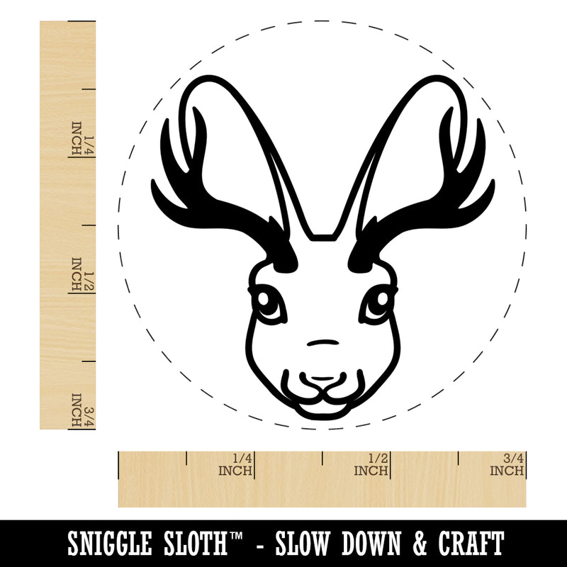 Jackalope Head Mythical Animal Jackrabbit Antelope Self-Inking Rubber Stamp for Stamping Crafting Planners