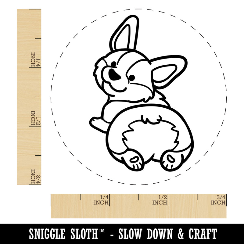Pembroke Welsh Corgi from Behind Butt Dog Self-Inking Rubber Stamp for Stamping Crafting Planners