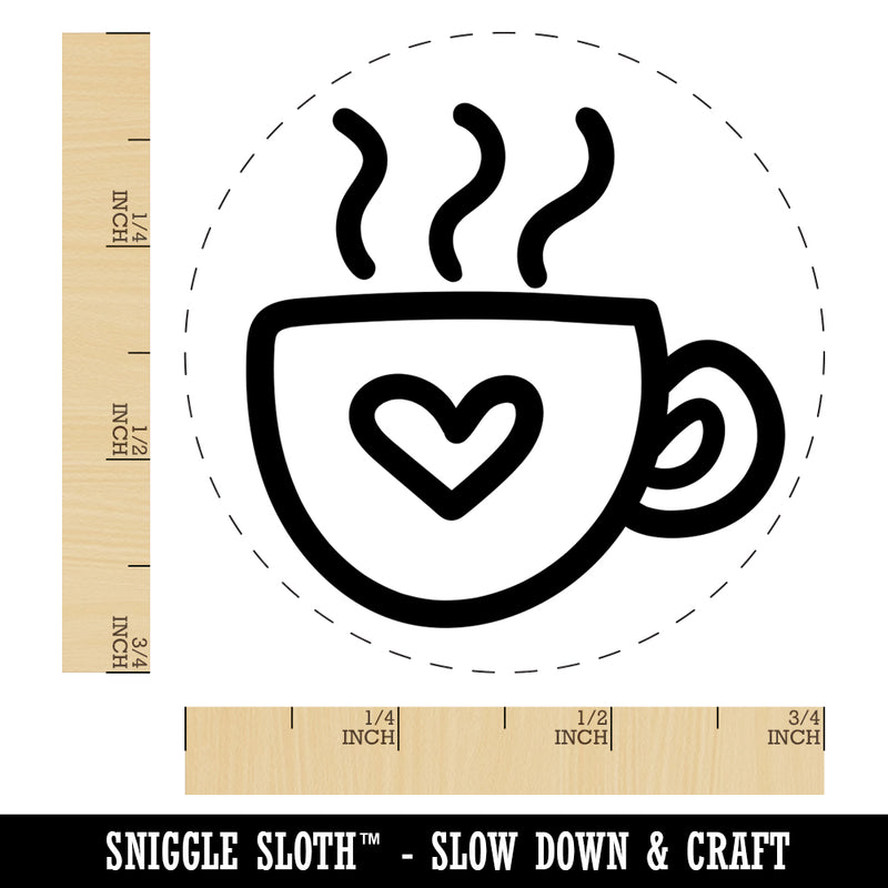 Steaming Hot Coffee Mug Cup with Heart Self-Inking Rubber Stamp for Stamping Crafting Planners