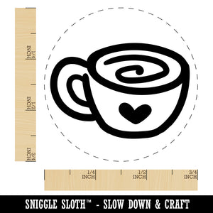 Swirly Latte Coffee Mug with Heart Self-Inking Rubber Stamp for Stamping Crafting Planners