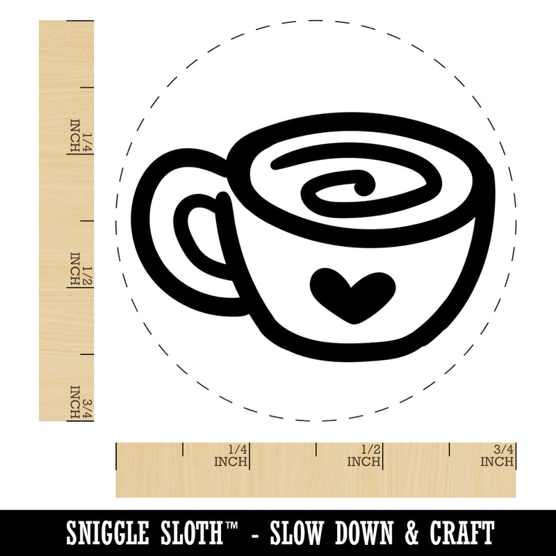 Swirly Latte Coffee Mug with Heart Self-Inking Rubber Stamp for Stamping Crafting Planners