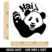 Waving Panda Saying Hai Self-Inking Rubber Stamp for Stamping Crafting Planners