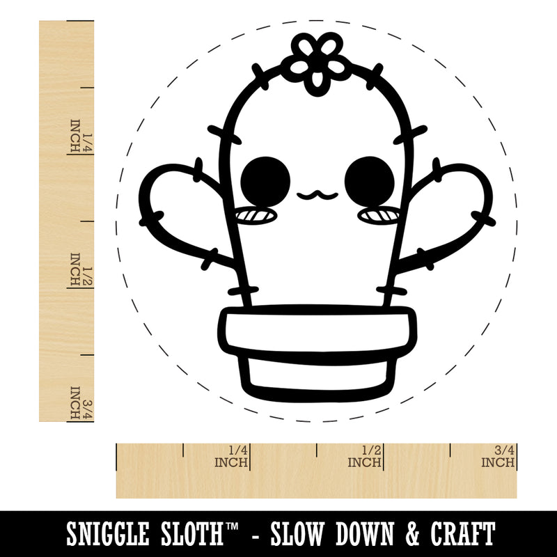 Adorable Kawaii Chibi Cactus in Pot Succulent Self-Inking Rubber Stamp for Stamping Crafting Planners