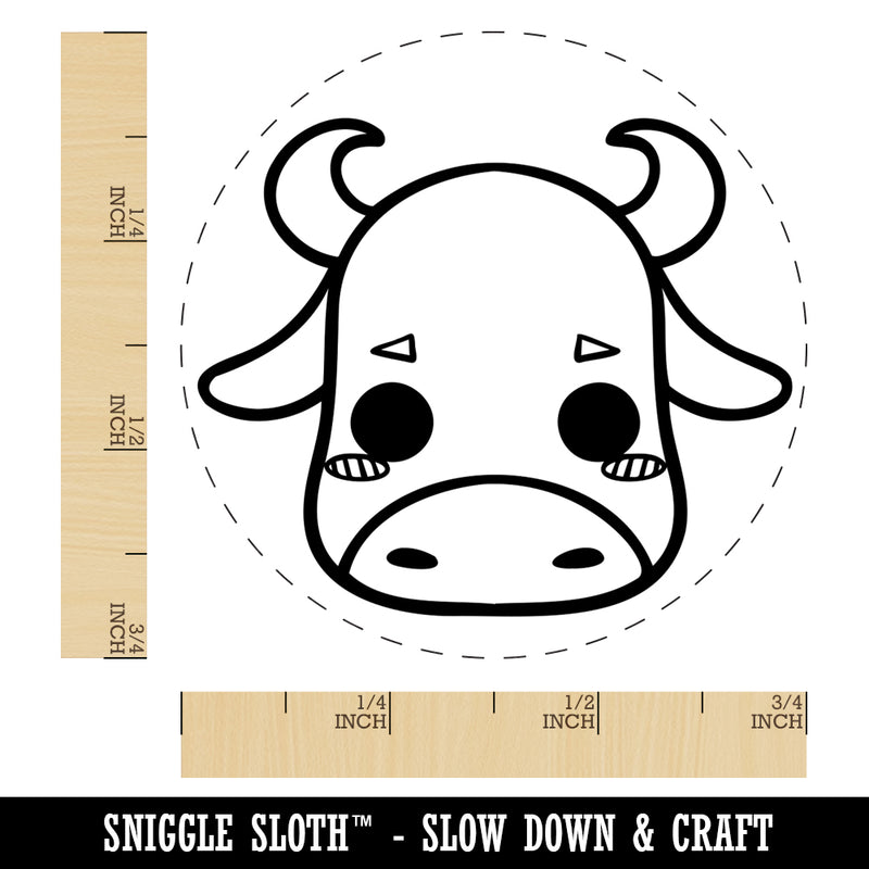 Charming Kawaii Chibi Bull Face Blushing Cheeks Self-Inking Rubber Stamp for Stamping Crafting Planners