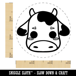 Charming Kawaii Chibi Cow Face Blushing Cheeks Milk Farm Self-Inking Rubber Stamp for Stamping Crafting Planners