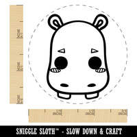 Charming Kawaii Chibi Hippopotamus Face Blushing Cheeks Self-Inking Rubber Stamp for Stamping Crafting Planners