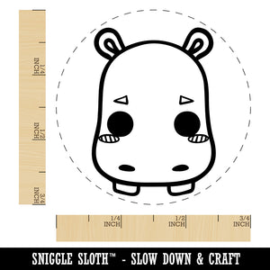 Charming Kawaii Chibi Hippopotamus Face Blushing Cheeks Self-Inking Rubber Stamp for Stamping Crafting Planners