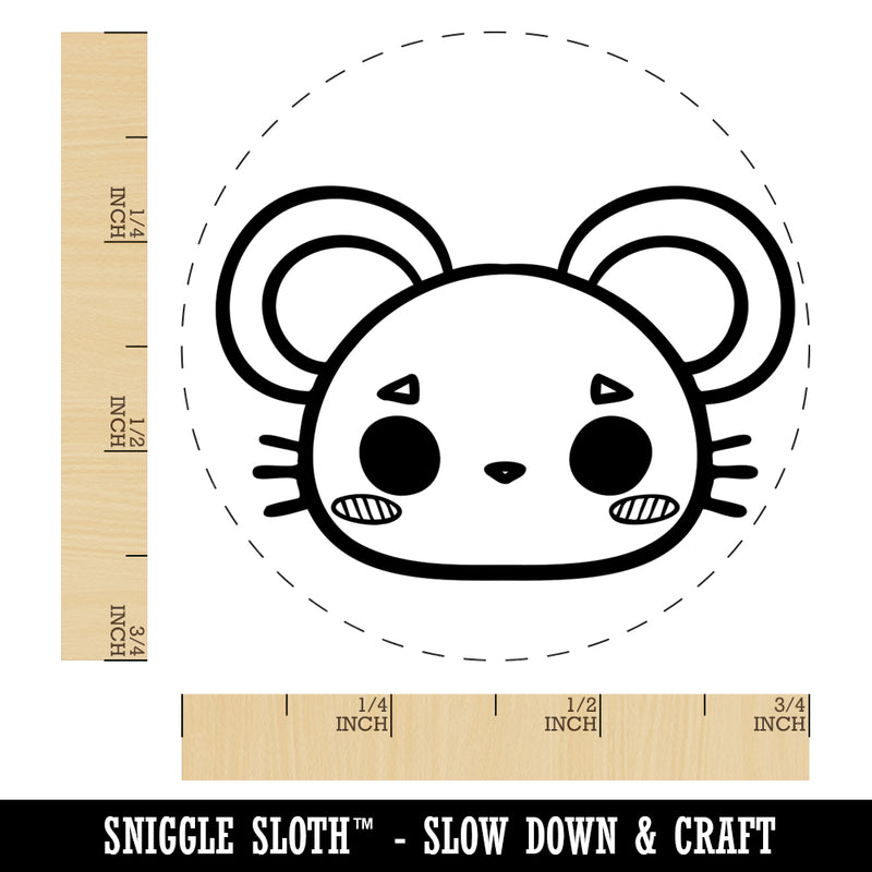 Charming Kawaii Chibi Mouse Face Blushing Cheeks Self-Inking Rubber Stamp for Stamping Crafting Planners