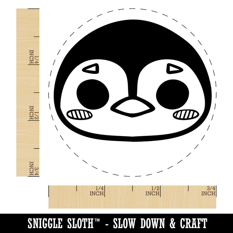Charming Kawaii Chibi Penguin Face Blushing Cheeks Self-Inking Rubber Stamp for Stamping Crafting Planners