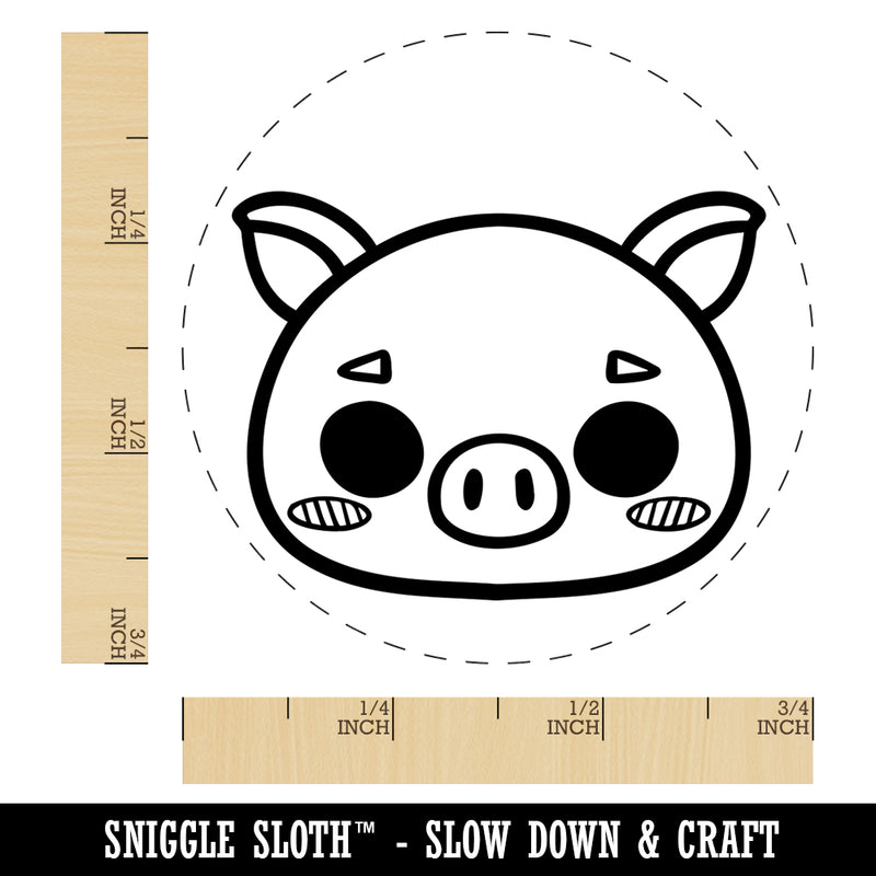 Charming Kawaii Chibi Pig Face Blushing Cheeks Self-Inking Rubber Stamp for Stamping Crafting Planners