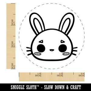 Charming Kawaii Chibi Rabbit Bunny Face Blushing Cheeks Self-Inking Rubber Stamp for Stamping Crafting Planners