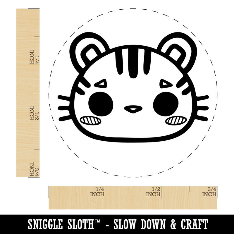 Charming Kawaii Chibi Tiger Face Blushing Cheeks Self-Inking Rubber Stamp for Stamping Crafting Planners