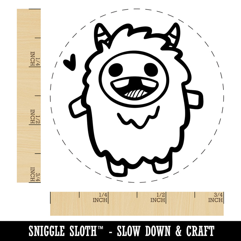 Excited Happy Kawaii Chibi Yeti Self-Inking Rubber Stamp for Stamping Crafting Planners