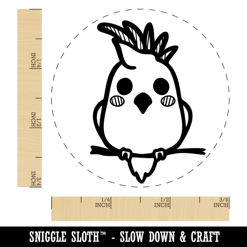 Precious Kawaii Chibi Sulphur-Crested Cockatoo Self-Inking Rubber Stamp for Stamping Crafting Planners
