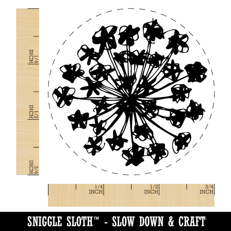 Queen Anne's Lace Flower Silhouette Doodle Sketch Self-Inking Rubber Stamp for Stamping Crafting Planners