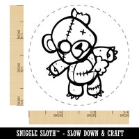 Creepy Spooky Stitched Teddy Bear Horror Self-Inking Rubber Stamp for Stamping Crafting Planners