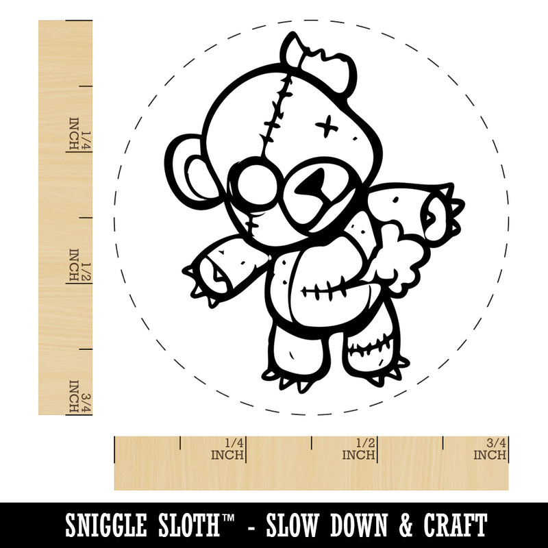 Creepy Spooky Stitched Teddy Bear Horror Self-Inking Rubber Stamp for Stamping Crafting Planners