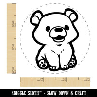 Cute Baby Bear Cub Sitting Self-Inking Rubber Stamp for Stamping Crafting Planners