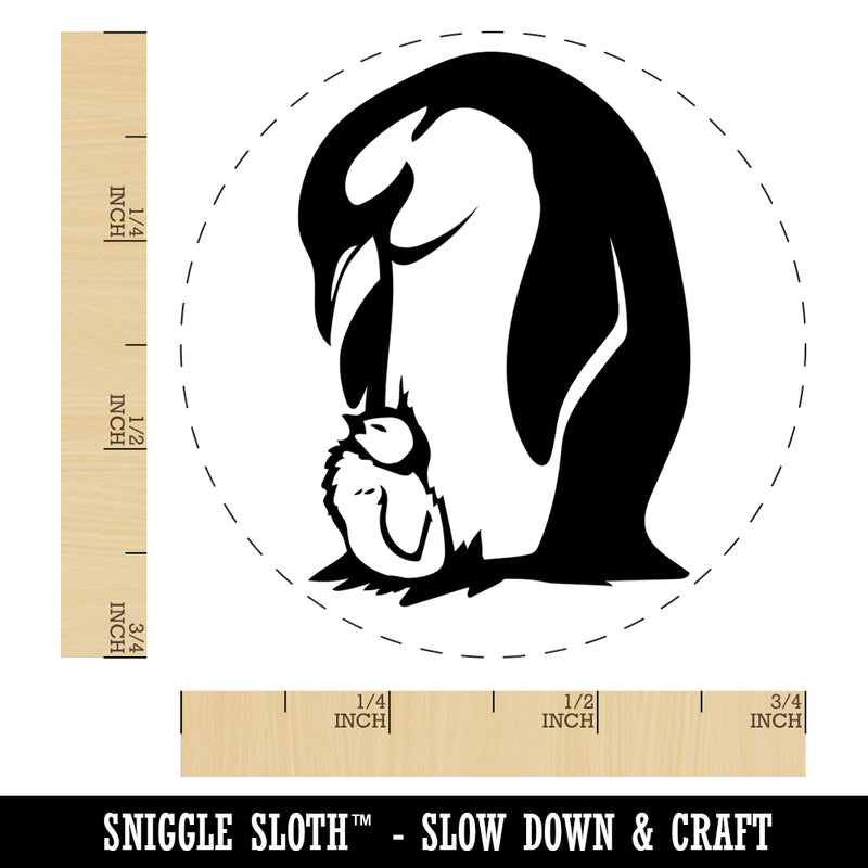 Cute Emperor Penguin Mother with Baby Chick Self-Inking Rubber Stamp for Stamping Crafting Planners
