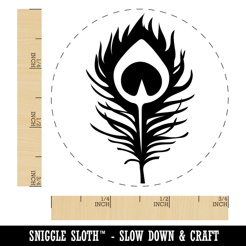 Elegant Peacock Feather Self-Inking Rubber Stamp for Stamping Crafting Planners