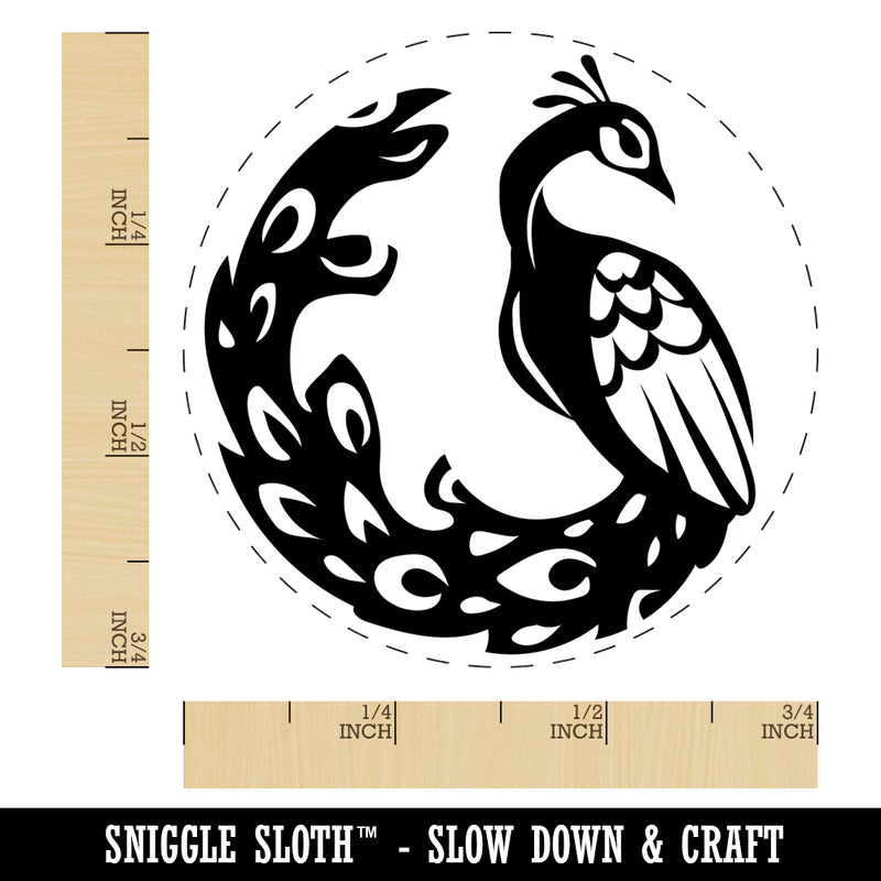 Elegant Sitting Peacock Self-Inking Rubber Stamp for Stamping Crafting Planners