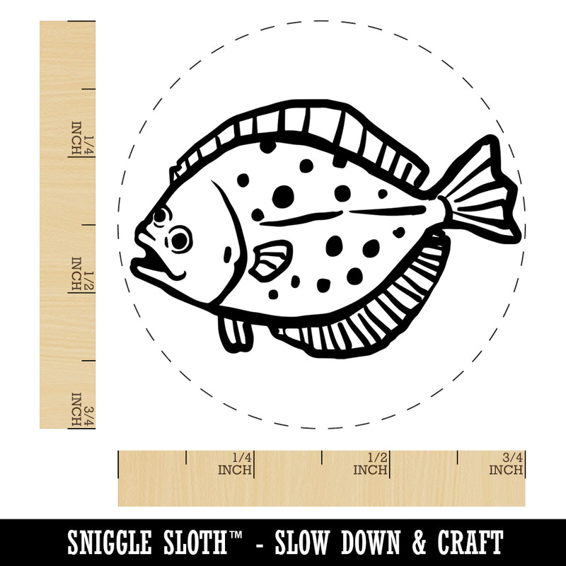 Flounder Halibut Flat Spotted Fish Self-Inking Rubber Stamp for Stamping Crafting Planners