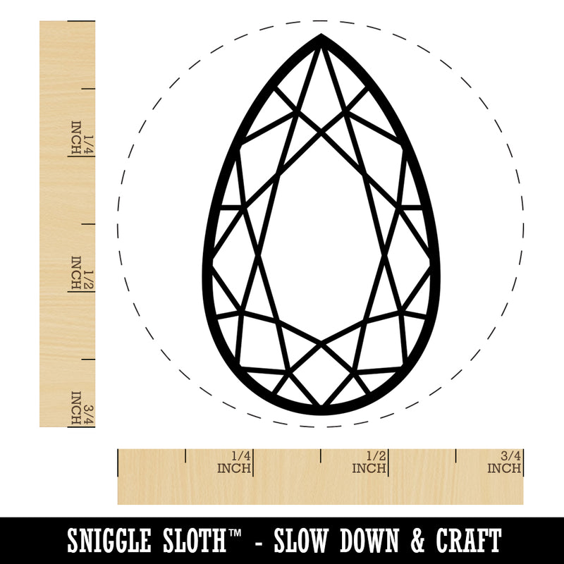 Pear Drop Gem Diamond Cut Jewelry Self-Inking Rubber Stamp for Stamping Crafting Planners