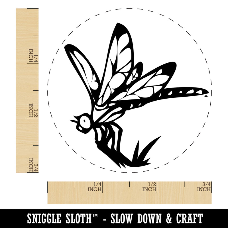 Perched Dragonfly Dasher Darner Insect Self-Inking Rubber Stamp for Stamping Crafting Planners