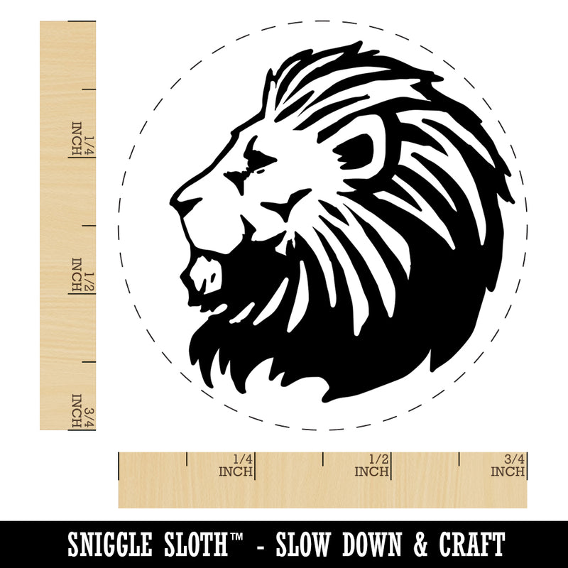 Regal Maned Lion Head Side Profile Self-Inking Rubber Stamp for Stamping Crafting Planners